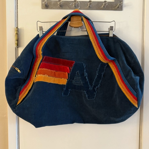 Aviator Nation Handbags - Aviatior Nation 4 Stripe Corduroy Blue Vintage Zip Duffle